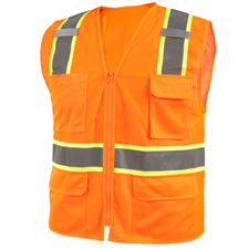 ANSI Class 2 7-Pocket Hi-Vis Safety Vest, Orange